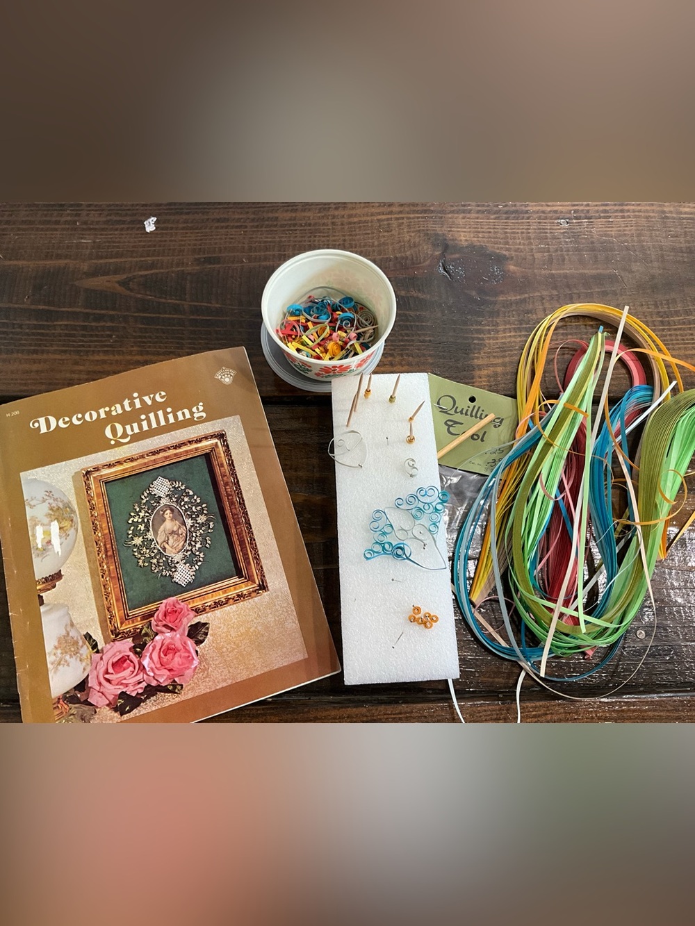 Vintage Lot of Decorative Quilling Materials Strips Book Crafting